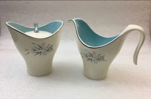 MCM Taylor Smith Taylor Versatile Creamer & Sugar White, Pink, Blue Floral - Picture 1 of 11