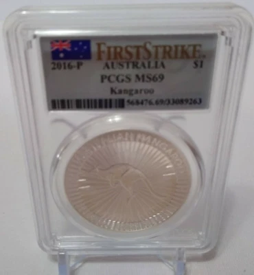 2016 PCGS MS 69 AUSTRAILIAN KANGAROO 1oz. .9999 FINE SILVER - Image 1 of 2