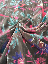 Luxury Soft Velvet Bird Print Fabric Indian Dress Sewing Upholstery Fabric Brown