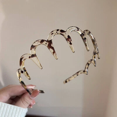 Diademas de dientes de tiburón en zigzag para mujeres niñas peines ondulados de resina de plástico moda 1 pieza Foto 1 de 4