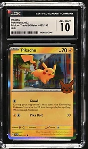 Estampilla de Tarjeta Pokémon Pikachu 062/196 truco o comercio de 10 gemas como nuevas con clasificación CGC - Imagen 1 de 2