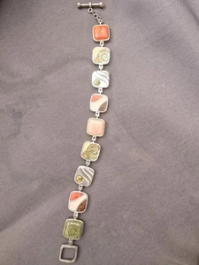 Multicolored Crushed Stone Inlay Mosaic Bracelet Qvc 925 - Picture 1 of 6