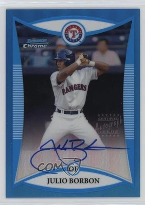 2008 Bowman Chrome Prospects Prospect Blue Refractor Julio Borbon Rookie Auto RC - Image 1 of 2