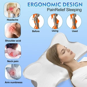 Cervical Neck Pillows for Pain Relief - Contour Memory Foam Neck Support Pillow - Picture 1 of 8