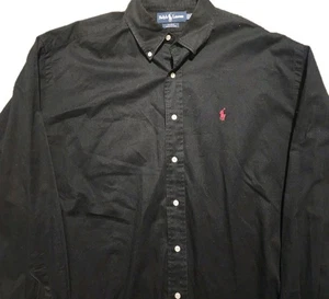 Vintage 90er Ralph Lauren Baumwolle schwarz Blake Langarm Knopfleiste Hemd XL Made USA - Bild 1 von 7