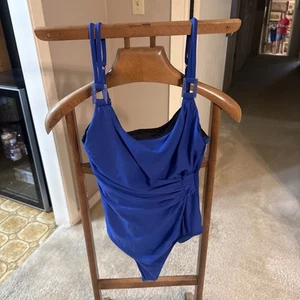 Miraclesuit Sanibel Badeanzug Einteiler blau seitlich gerafft, Größe 12 - Bild 1 von 8