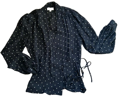 Women's L'AGENCE Cara Polka Dot Silk Wrap Long Sleeve Blouse Size XS - Image 1 of 4