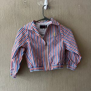 $229 The Animals Observatory kids Red Blue striped Jacket Size 4 zip up NWT - Picture 1 of 13