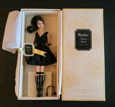 2016 Classic Black Dress Barbie Silkstone Doll BFMC Gold Label Mattel DWF53 - Image 1 of 4