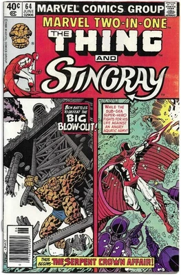 Marvel Two-In-One #64 BRONZE AGE COMIC BOOK The Thing & Stingray 1980 newsstand - image 1 of 2