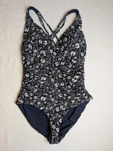 ¡Prístino! Traje De Baño Nip Tuck Azul Marino Y Blanco Talla 10 Reversible Una Pieza FLORAL - Imagen 1 de 5