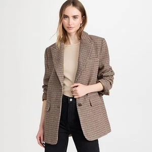 Astr Pauline houndstooth Blazer in Brown & Cream wool blend size small NWOT new - Picture 1 of 8