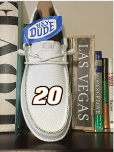Zapatos informales deportivos de malla Nascar Tony Stewart #20 para hombre 12 blancos Hey Dude Wally - Imagen 1 de 7