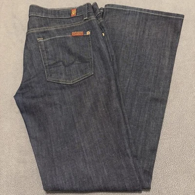 7 For All Man Kind Jeans Womens 30 Blue Denim Flip Flop Bootcut Preppy USA Made - Image 1 of 4