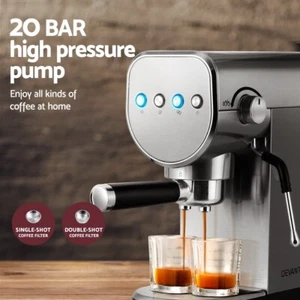 Devanti Coffee Machine 20 Bar Espresso Maker Milk Frother Cappuccino Latte Cafe - Picture 1 of 13