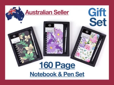 160pg Notebook Gift Set Pen Hard Cover Journal Paper Birthday Present Girlfriend - Image 1 of 2