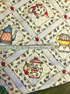 MARY ENGELBREIT Fancy Teapots In Frames on Light Blue 46" X 39" Cranston *LF1 - Picture 1 of 3