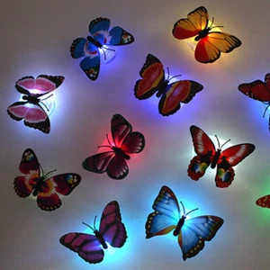 7 Color Changing Butterfly LED Night Lights Main Room Desk DIY Wall Home Decor - Picture 1 of 12