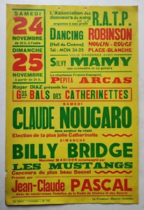 affiche ancienne - CLAUDE NOUGARO BILLY BRIDGE - dancing robinson moulin rouge - Imagen 1 de 1