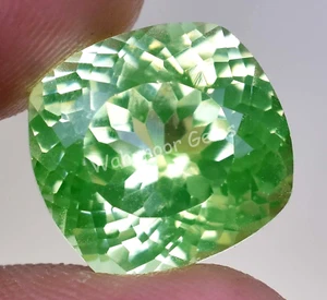 12.50 Ct Natural Green Peridot Cushion Shape VVS Pak Gemstone AGL Certified - Picture 1 of 7