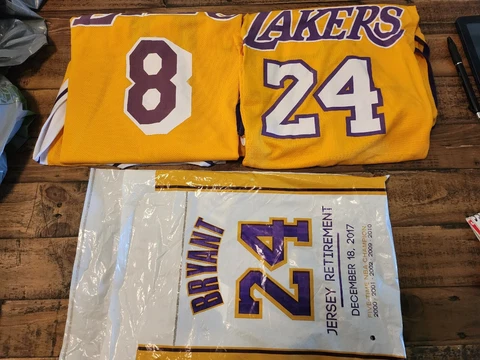 Kobe Bryant Retirement Jerseys 24 And 8 With Bag Size XL Cover
