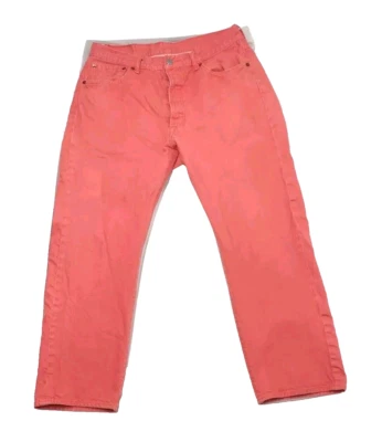 Levi's 501 Orange Jeans Men's Size 36x32 Actual 32x29 Peach Straight Leg - Image 1 of 4
