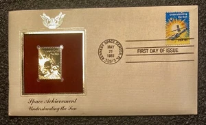 Post Stamp Covers with GOLD STAMP KENNEDY SPACE CENTER 1981 Understanding SUN - Picture 1 of 5