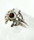 Designer Sterling Silver Ornate Front Design Red Garnet Ring 925 Size 8 2g