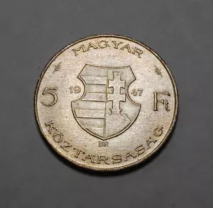 1947-BP Hungary 5 Forint - Magyar Silver Coin -  Lajos Kossuth 1802-1894 - Picture 1 of 4