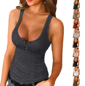 Verano Moda Chaleco Corte Bajo Camiseta Sin Mangas Cuello en V Camisola Sin Mangas Mujeres - Imagen 1 de 28