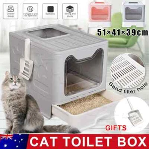 Self-Cleaning Hooded Cat Litter Box Enclosed Large Kitty Toilet Box Tray Refills - Picture 1 of 15