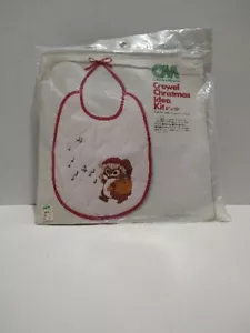 Crewel Christmas Idea Kit Squirrel Quilted Baby Cute Bib 8x10” 1975 Hallmark CM - Picture 1 of 2