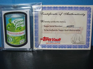 Greed Giant 2011 Topps Wacky Paquetes 1/1 espalda en blanco certificado de autenticidad - Imagen 1 de 3