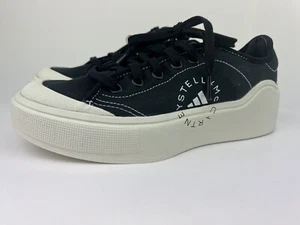 adidas Herren by Stella McCartney Court Baumwolle Turnschuhe Schuhe Größe M7 schwarz & weiß - Bild 1 von 11