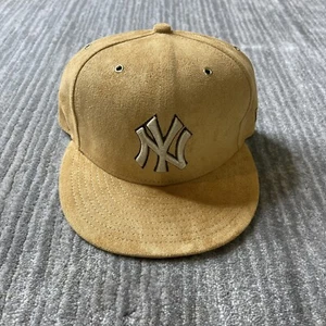 New York Yankees Hat Cap New Era 59FIFTY Fitted Wheat Suede Pack Size 7 1/4 - Picture 1 of 8