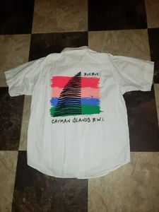 Vintage 80s Mens Slim: XL Bye Bye Cayman Islands Button Up Shirt Size: 4 - Picture 1 of 10