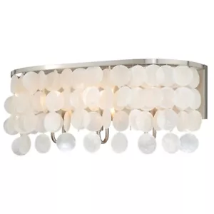 Vaxcel Elsa Capiz Shell 3L Vanity, Satin Nickel - W0152 - Picture 1 of 1