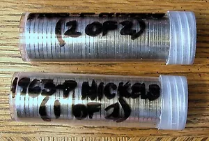 Jefferson Nickel Rolls 1963-P NICKELS AU TO BU++ 77 Nickels - Picture 1 of 2