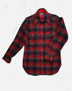 Pendleton Over shirt Men 14 1/2" Virgin Wool Tartan Buffalo Plaid USA Western - Picture 1 of 13