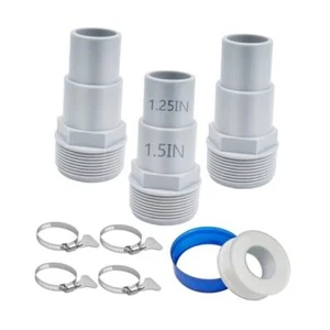 Universal Combo Pool Hose Adapter Replacement, 1-1/4" or 1-1/2", 3 Pack White-3 - Picture 1 of 7