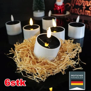 6 Stk Outdoor Wasserdicht Solar Power LED Teelichter Außen Kerzen Teelicht Licht - Bild 1 von 18
