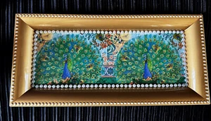 PFAUENTABLETT PFAUENDEKOR DECOUPAGE PFAUEN VOGELDEKOR PFAUENSERVIETTE - Bild 1 von 2
