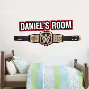 WWE Wall Decal - Title Belt Personalised Vinyl Sticker Decal Kids Art Wrestling - Picture 1 of 4