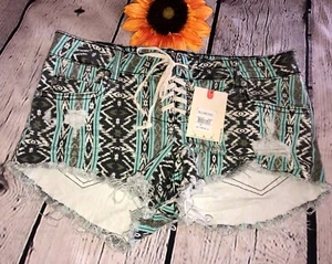 Billabong Lit Mom Denim Boho Shorts Sz 26 Cut Off Jeans Frayed Msrp$49.50 NWT - Picture 1 of 10