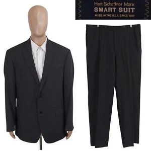 Hart Schaffner Marx Smart Two Piece Gray Wool Twill Suit 44L Pants 36X31.5 - Picture 1 of 15