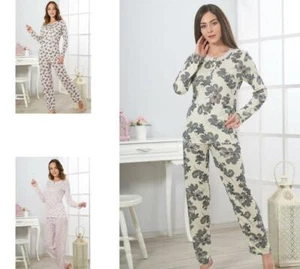 Damen Pyjama Schlafanzug Lang Nachtwäsche E-66  - Bild 1 von 7
