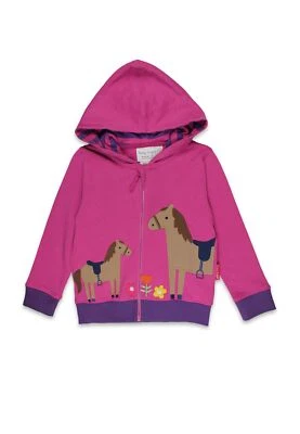 Toby Tiger Bio-Baumwoll Kinder Sweatjacke mit Kapuze Hillside Pferd mit Applikat - Bild 1 von 3