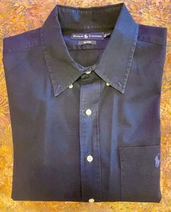 VTG Ralph Lauren Button Down Shirt Men XL Navy Blue Blake Long Sleeve Collared - Picture 1 of 5