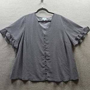 Cece Garden Geo Print Ruffle Sleeve Top 3X   - Picture 1 of 8