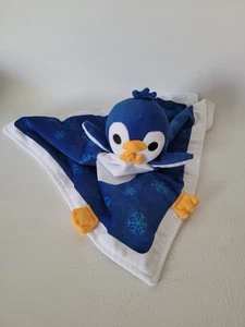 Winter Pinguin Baby Lovey Stofftier Plüsch Sicherheitsdecke blaue Schneeflocken 15 Zoll - Bild 1 von 8